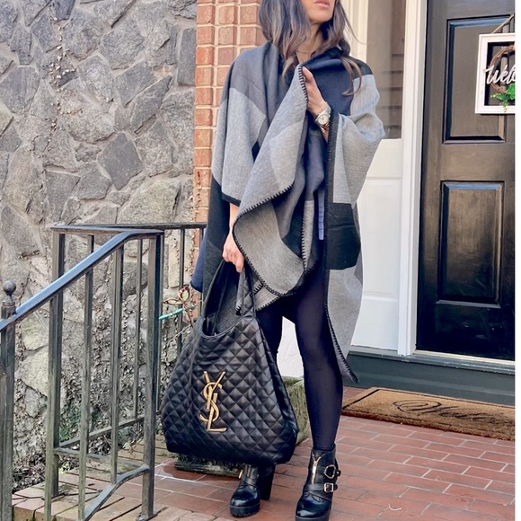 Oversized Color Block Boho Poncho Shawl - Picture 1 of 9